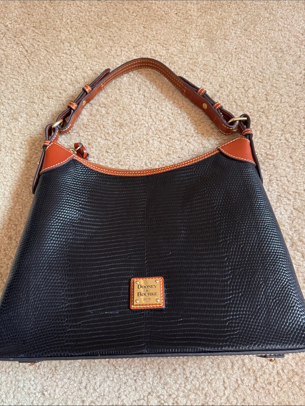 Dooney & Bourke - Black Shoulder Bag with Brown Trim
